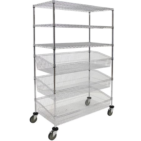 Technibilt Shelving Systems Combo Unit, 6 Basket, 2 Shelf, 18x24x80 82B6S2-80